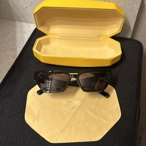 New! Swarovski Black Crystal Studded Sunglasses with Case and Cloth!